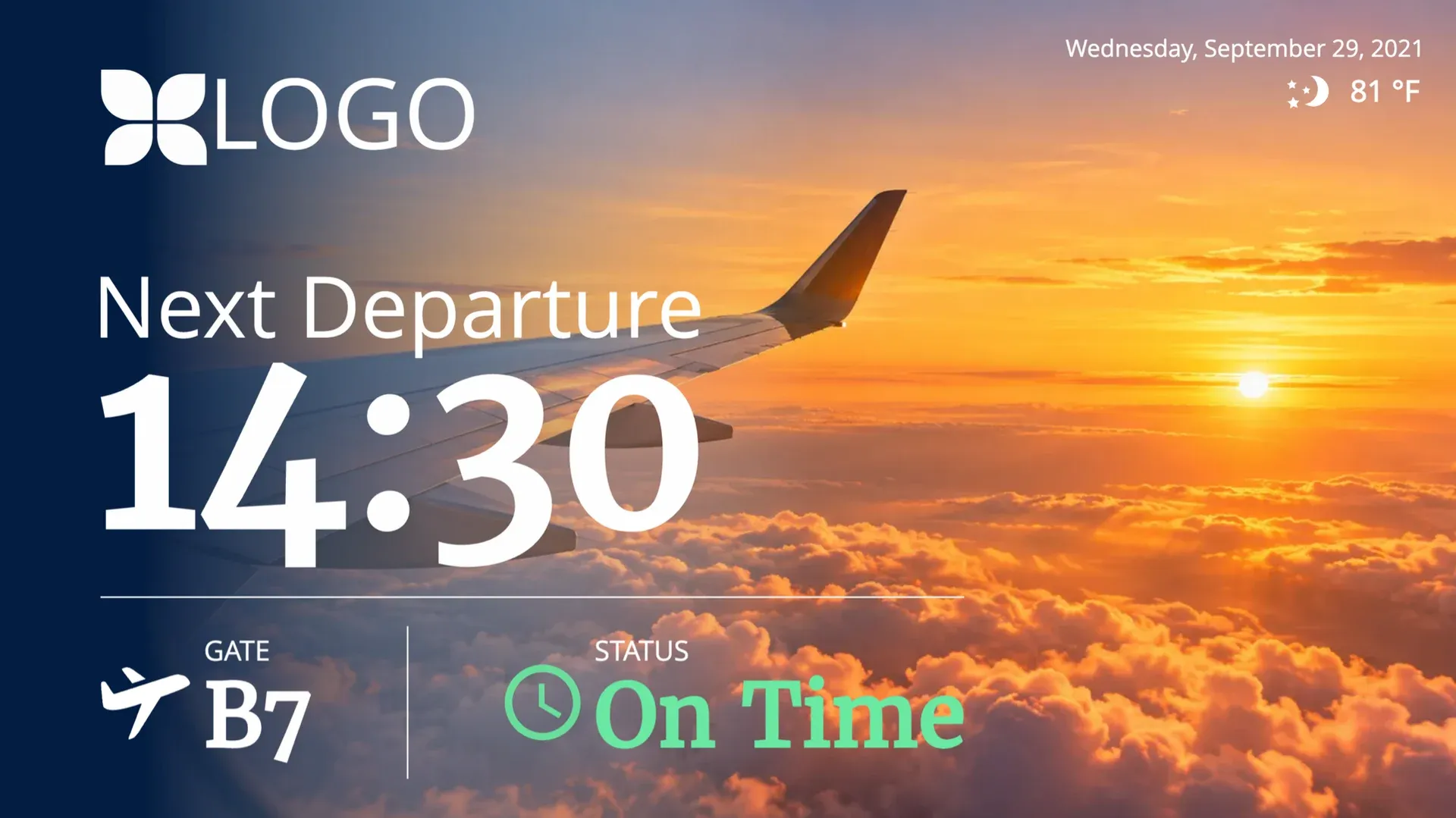 Prossima partenza del volo: modello di digital signage per Viaggi