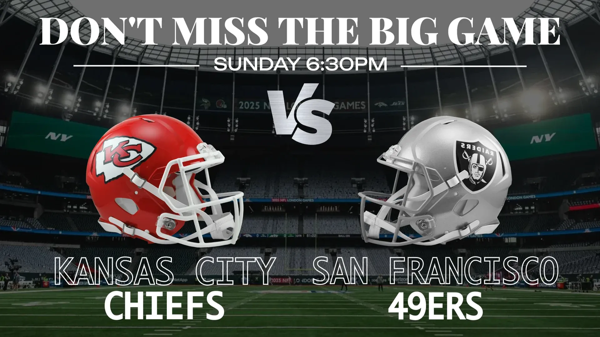 Football americano: prossima partita: modello di digital signage per Intrattenimento