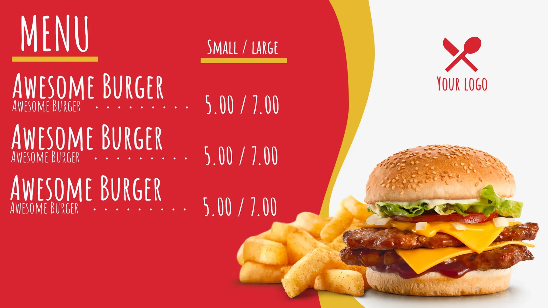 Burger fantastico: modello di digital signage per Ristorazione