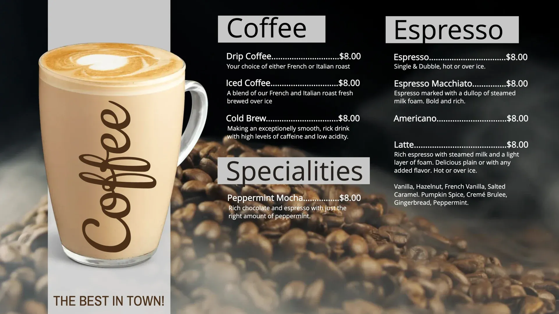 Caffetteria: modello di digital signage per Ristorazione