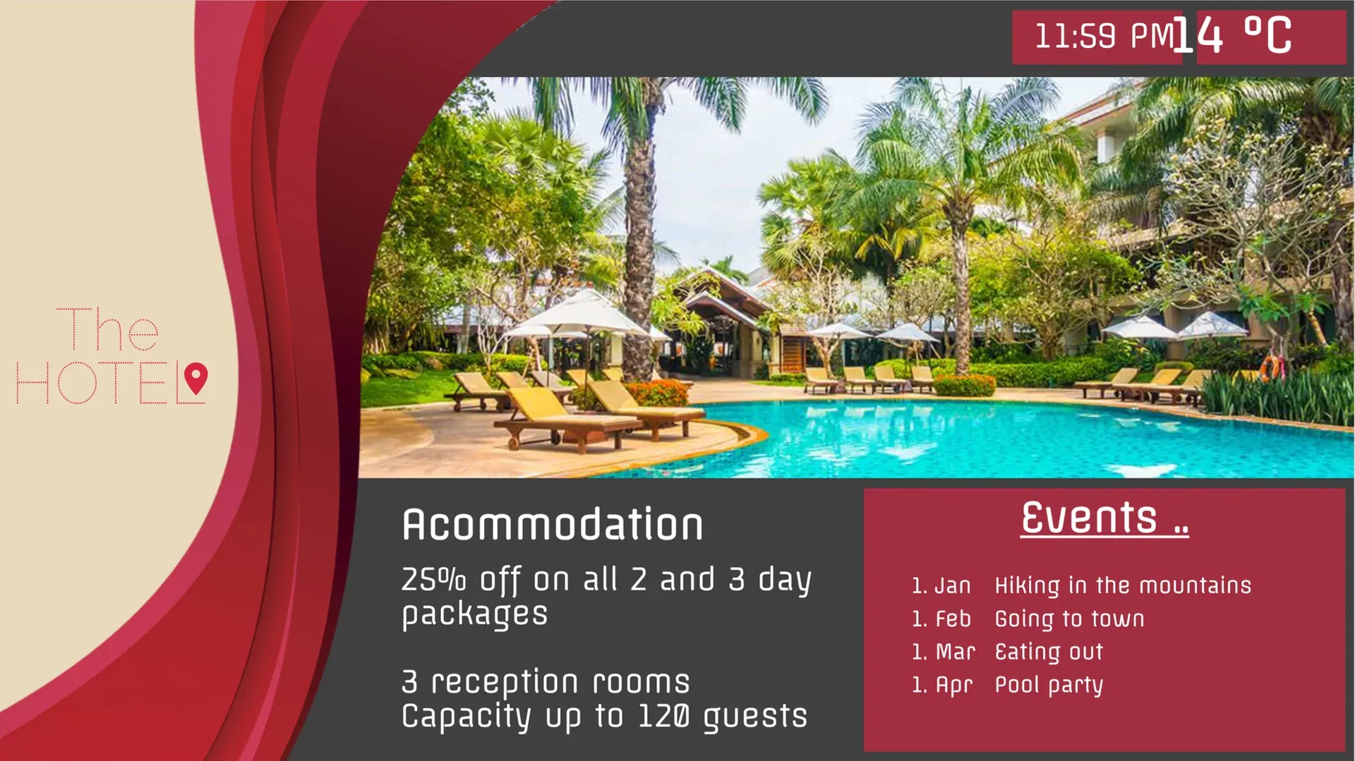 Hotel e spa resort: modello di digital signage per Ospitalità