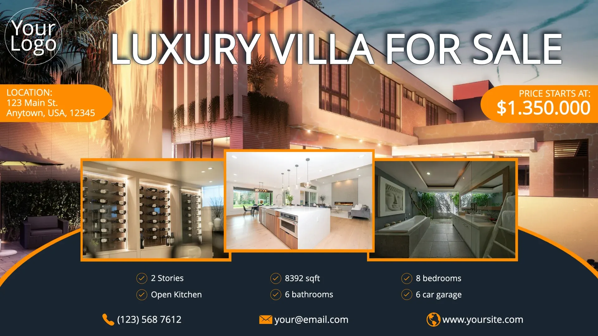 Villa di lusso in vendita: modello di digital signage per Immobiliare