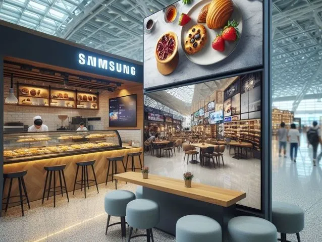 Display di segnaletica Samsung Tizen 4 in una panetteria
