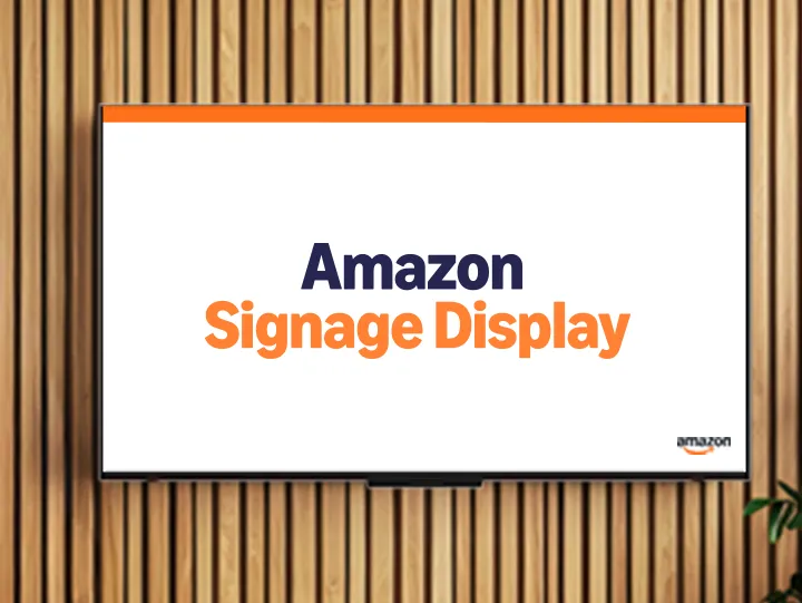Amazon Signage Display con il logo Amazon sullo schermo