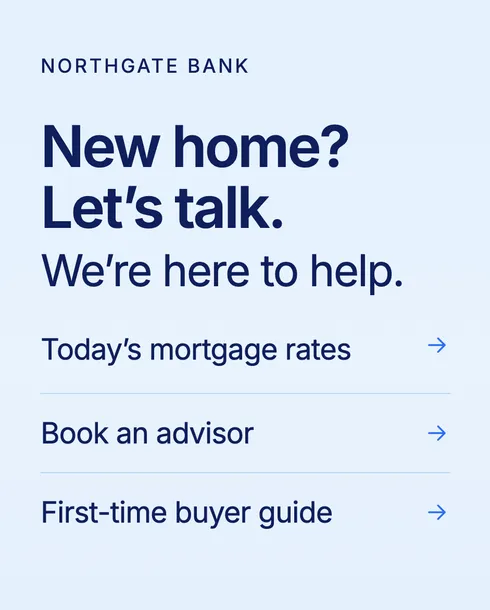 Schermo verticale di una banca che invita a parlare di una nuova casa, con link ai tassi dei mutui del giorno, alla prenotazione di un consulente e a una guida per chi compra la prima casa
