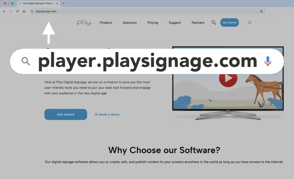 Il player web Play Digital Signage (PWA) aperto in un browser
