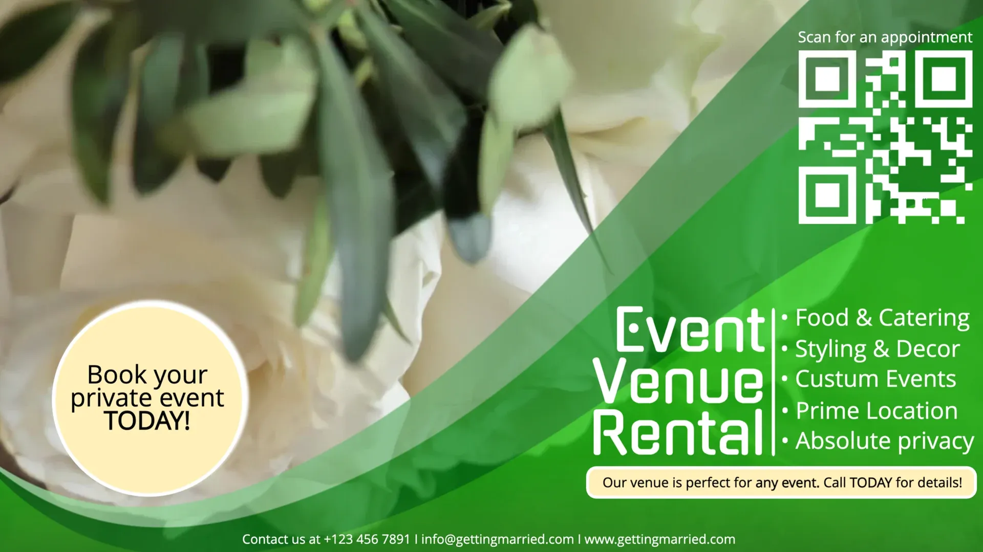 Location per matrimoni: modello di digital signage per Ospitalità