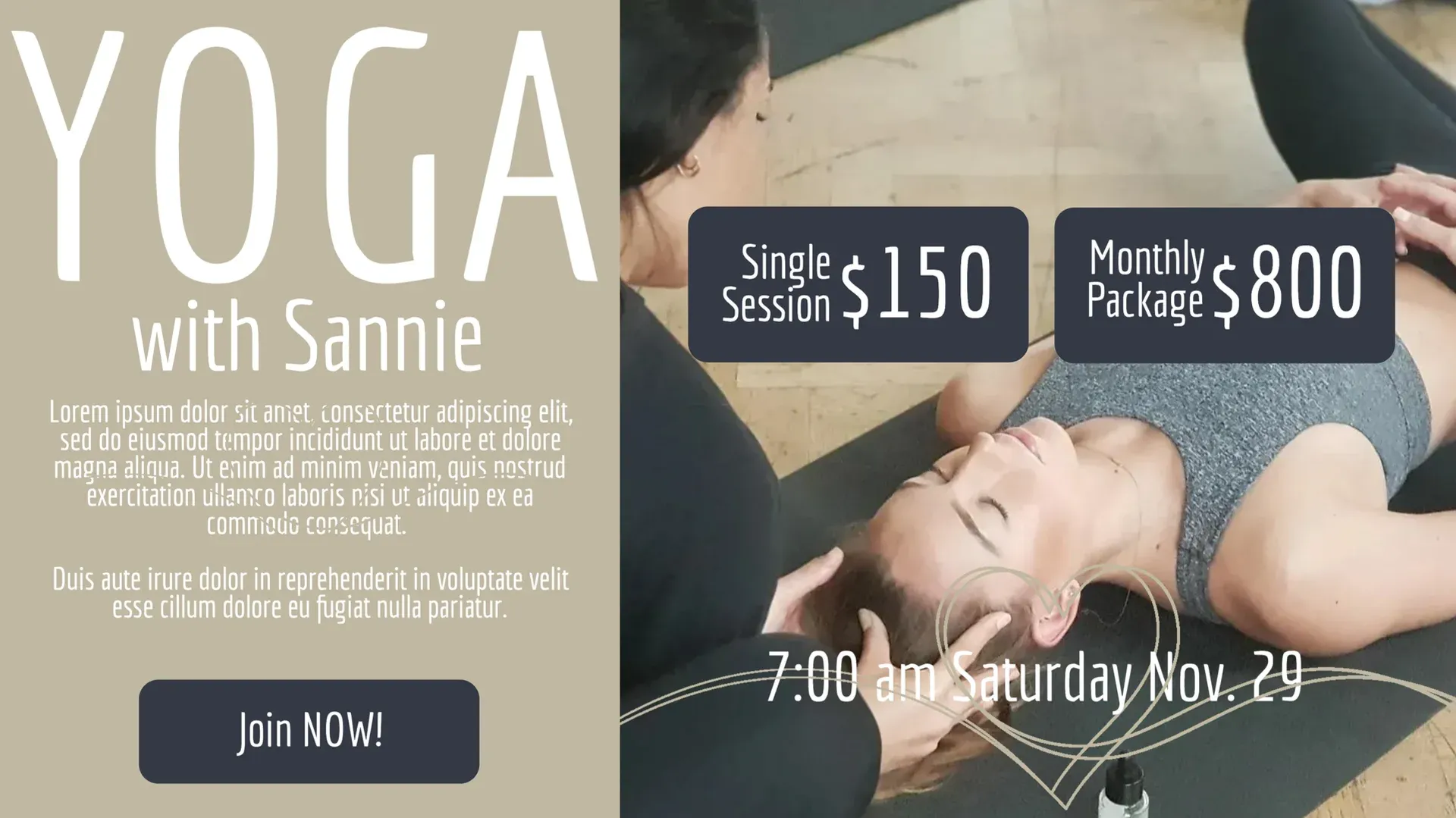 Studio yoga: modello di digital signage per Fitness