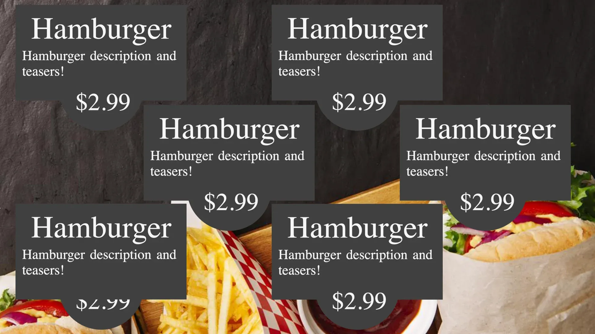 Il tuo posto per i burger: modello di digital signage per Ristorazione