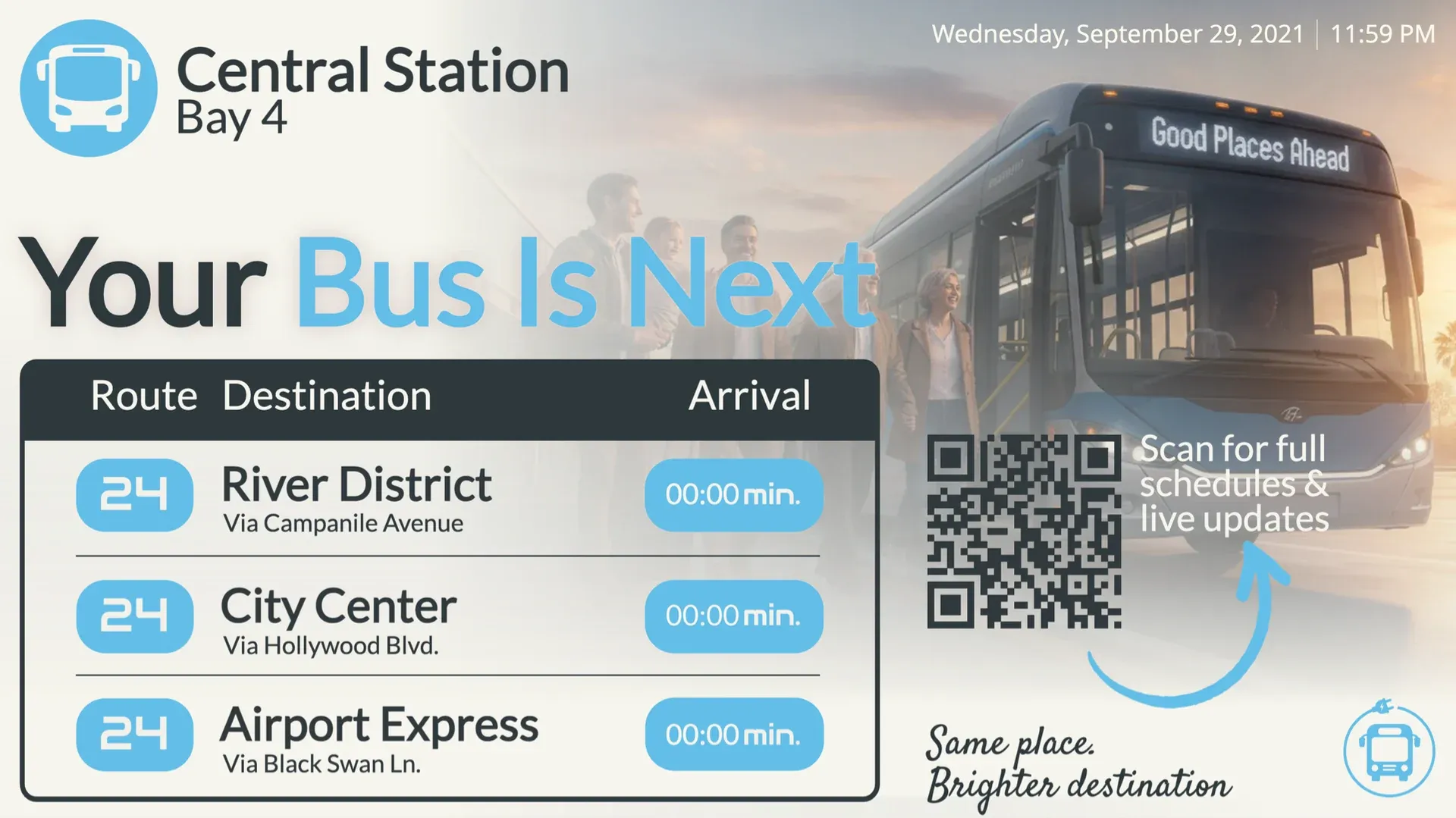 Il tuo autobus è il prossimo: modello di digital signage per Trasporti