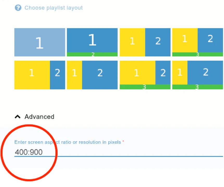 Campo delle proporzioni su misura nella sezione Avanzate della finestra crea playlist